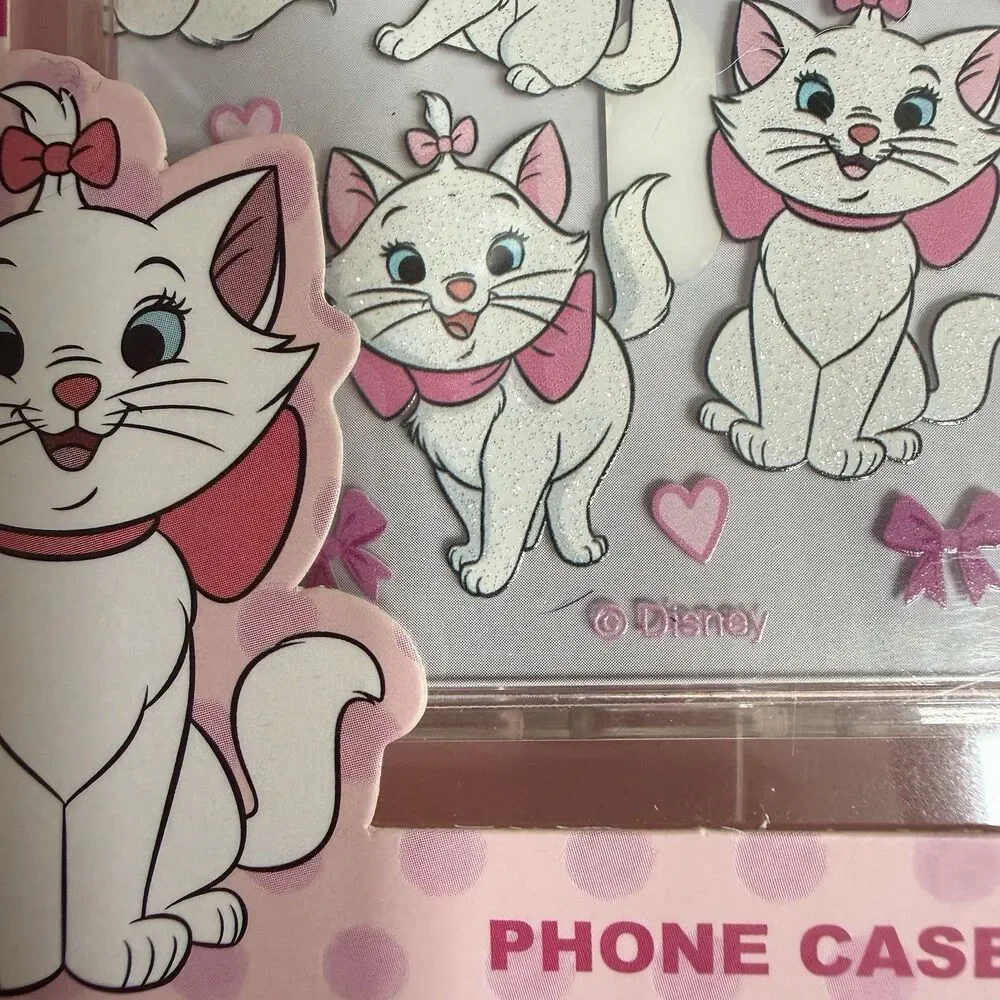 Disney Aristocats MARIE iPhone 13 / 14 / 15 Phone Case & Charm Glitter Cat NEW